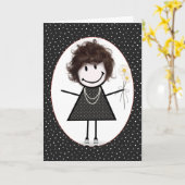 誕生日スティックスフィギュアGirl for Friend カード (黄色い花)