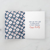 誕生日スティックフィギュア女の子とデイジーカード カード (内部)