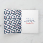 誕生日スティックフィギュア女の子とデイジー カード (内部)