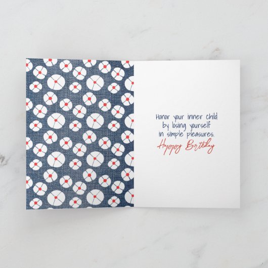 誕生日スティックフィギュア女の子とデイジー カード (内部)