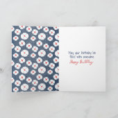 誕生日スティックフィギュア女の子とデイジー カード (内部)