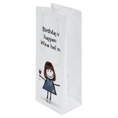 誕生日スティックフィギュア女の子とワイン ワインギフトバッグ (正面アングル)