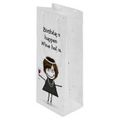 誕生日スティックフィギュア少女と赤ワイングラス ワインギフトバッグ (正面アングル)