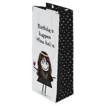 誕生日スティックフィギュア少女と赤ワイングラス