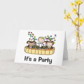 誕生日スティックフィギュア独自の挨拶を追加 カード (黄色い花)