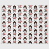 誕生日スティック女の子とギンガムドレス ラッピングペーパー (フラット)