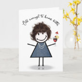 誕生日スティック女子カクテル カード (黄色い花)