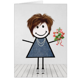 誕生日スティック少女と花束