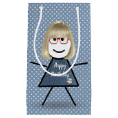 誕生日スティック毛玉の女の子 スモールペーパーバッグ (正面)