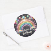 誕生日ステッカーエレガント- glittre rainbow ラウンドシール (封筒)