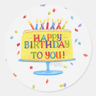 誕生日ステッカーハッピーバースデートゥーユーケーキ ラウンドシール