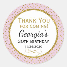 誕生日ステッカーピンク金ゴールドありがとうメッセージカード