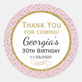 誕生日ステッカーピンク金ゴールドありがとうメッセージカード ラウンドシール