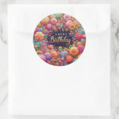 誕生日ステッカー:カラフルフローラ ラウンドシール (バッグ)