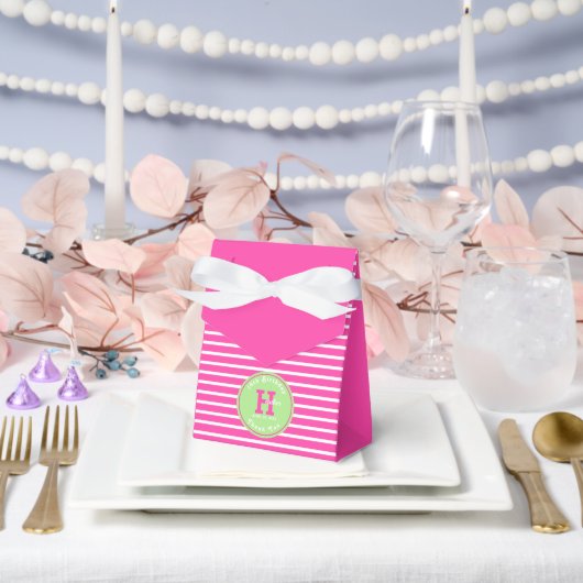 誕生日ストライプピンク⎮ホワイトグリーンお願いボックス フェイバーボックス (ウェディング)