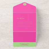 誕生日ストライプピンク⎮ホワイトグリーン オールインワン招待状 (外側)