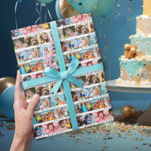 誕生日ストライプフォトコラージュ