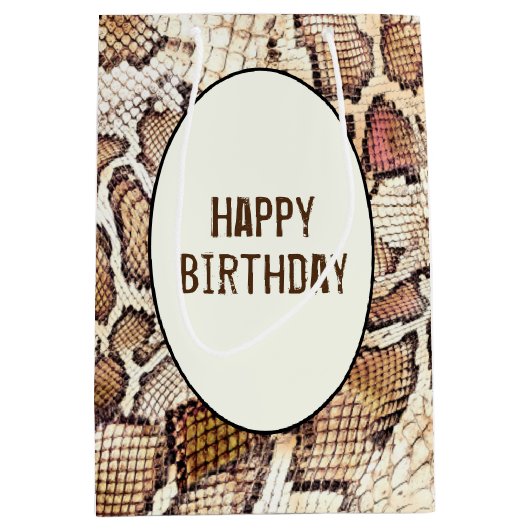 誕生日スネークスキンプリント媒体抱き枕 ミディアムペーパーバッグ (正面)