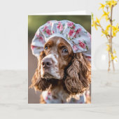 誕生日スパニエル犬着用シャワーキャップ カード (黄色い花)