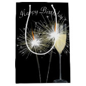 誕生日スパーカーとワイン ミディアムペーパーバッグ (正面)