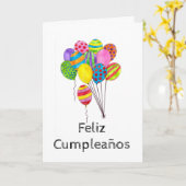 誕生日スペインのの風船の束 カード (黄色い花)