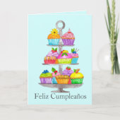 誕生日スペインのウォーターのカップケーキカード カード (正面)