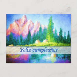 誕生日スペインのピンクマウンテン葉書 ポストカード