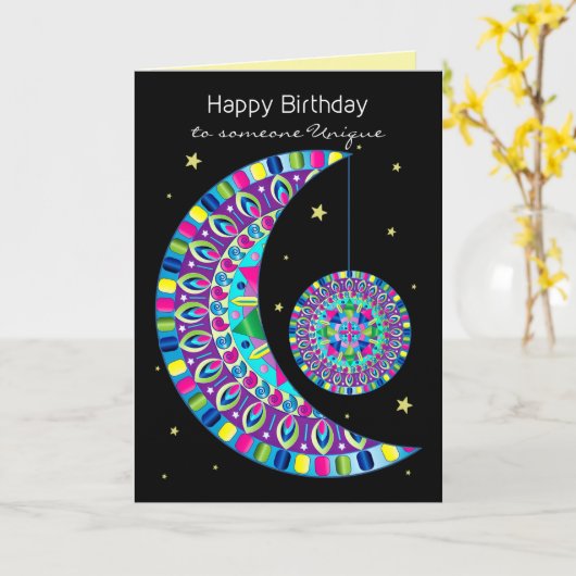 誕生日スペシャルSome万華鏡のように千変万化するパターン抽象芸術 カード (黄色い花)