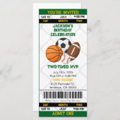 誕生日スポーツテーマチケットスタブ招待状 (正面/裏面)