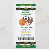 誕生日スポーツテーマチケットスタブ招待状 (正面)