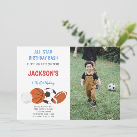 誕生日スポーツ招待状と写真 招待状 (スタンド正面)