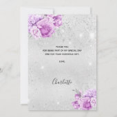 誕生日スミレットピンク花模様サンキューカード 招待状 (裏面)