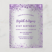 誕生日スミレ紫の輝き インビテーションポストカード (正面)