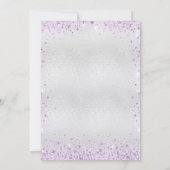 誕生日スミレ色ピンク色の蝶のキラキラ 招待状 (裏面)