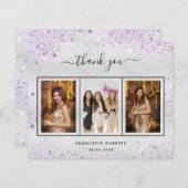 誕生日スミレ銀写真サンキューカード (正面/裏面)