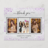 誕生日スミレ銀写真サンキューカード (正面)