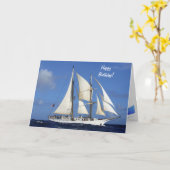 誕生日セイルボートSSVロバートC.シーマンズ カード (黄色い花)