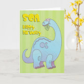 誕生日ソンブルー恐竜 カード (黄色い花)