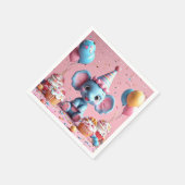 誕生日ゾウ（ケーキと風船） スタンダードカクテルナプキン (角)