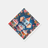 誕生日ゾウ（ケーキと風船） スタンダードカクテルナプキン (角)