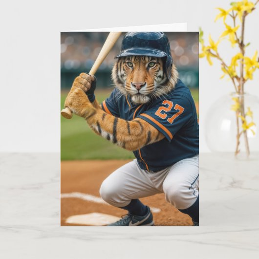 誕生日タイガース野球選手 #27 バッター カード (黄色い花)
