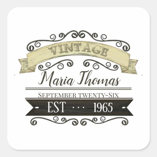 誕生日タイポグラフィおもしろいの完成度 スクエアシール (正面)