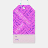誕生日タイポグラフィカスタム文字ピンク ギフトタグ (裏面)