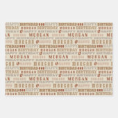 誕生日タイポグラフィニュートラル任意の年齢追加の子供の名前 ラッピングペーパーシート (正面2)