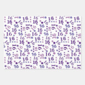 誕生日タイポグラフィパープル任意の年齢を追加する子供の名前 ラッピングペーパーシート (正面3)