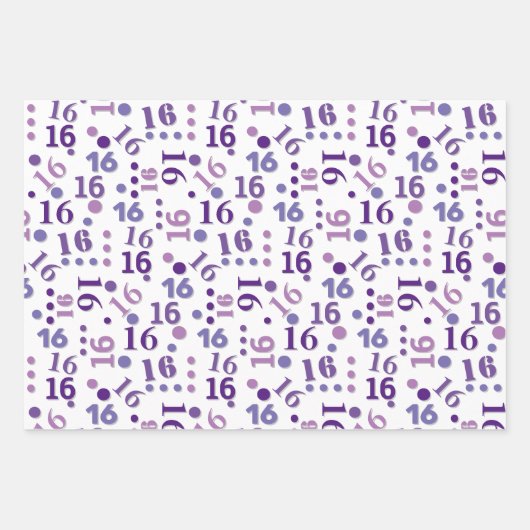 誕生日タイポグラフィパープル任意の年齢を追加する子供の名前 ラッピングペーパーシート (正面3)