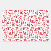 誕生日タイポグラフィレッド任意の年齢の追加の子供の名前 ラッピングペーパーシート (正面3)