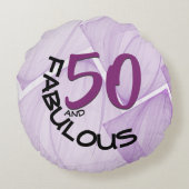誕生日タイポグラフィ50とファビュラスパープル ラウンドクッション (裏面)