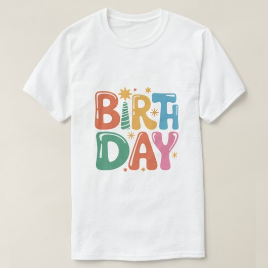 誕生日タイポグラフィTシャツデザイン透明 Tシャツ (デザイン正面)