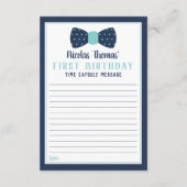 誕生日タイムカプセルカード、ネイビーブルー、アクア エンクロージャーカード (裏面)